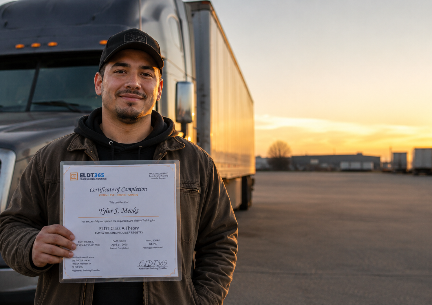 Class A CDL driver with their ELDT365 certificate